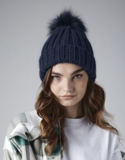 Verbier Faux Fur Pop Pom Chunky Beanie
