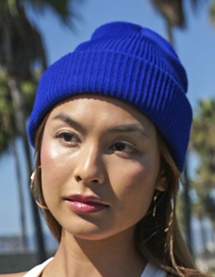 Recycled Yarn Ribbed Knit Beanie