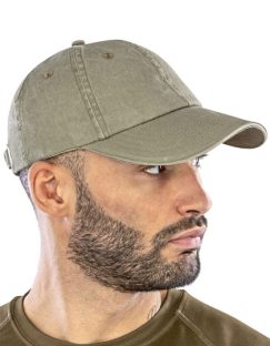Washed Fine Line Cotton Cap With Sandwich Peak