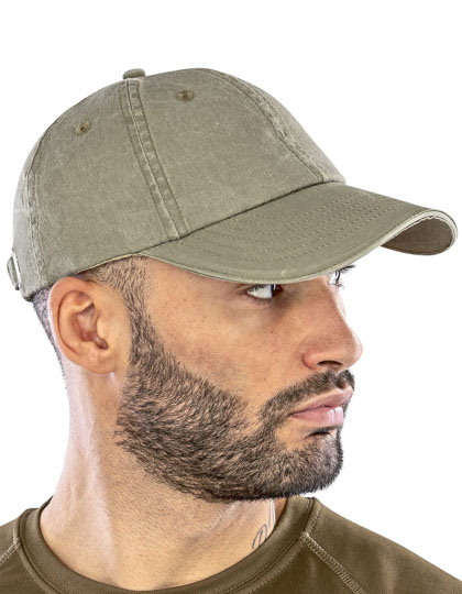 Washed Fine Line Cotton Cap With Sandwich Peak