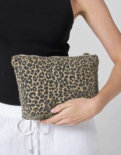Leopard Print Canvas Accessory Bag