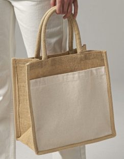 Cotton Pocket Natural Starched Jute Midi Bag