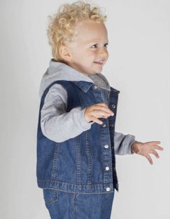 Denim Jacket With Fleece Hood And Sleeves