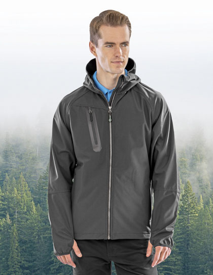 3-Layer Recycled Printable Hooded Casual Softshell Jacket