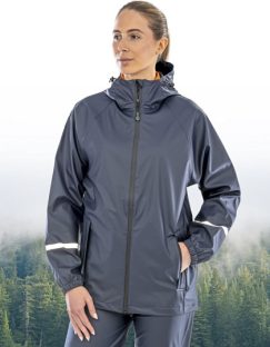 Prism PU Waterproof Jacket with Reflective Bands & Recycled Backing