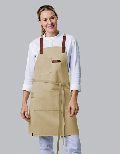 Bib Apron Canvas With Decorative Label