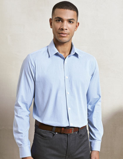 Men´s Microcheck (Gingham) Long Sleeve Cotton Shirt