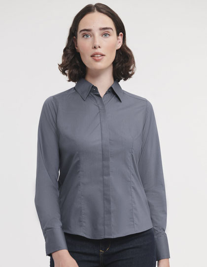 Ladies’ Long Sleeve Fitted Polycotton Poplin Shirt