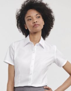 Ladies’ Short Sleeve Tailored Herringbone Shirt