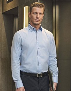 Men’s Long Sleeve Tailored Contrast Herringbone Shirt