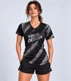Koszulka Damska Sportowa Fullprint V-Neck