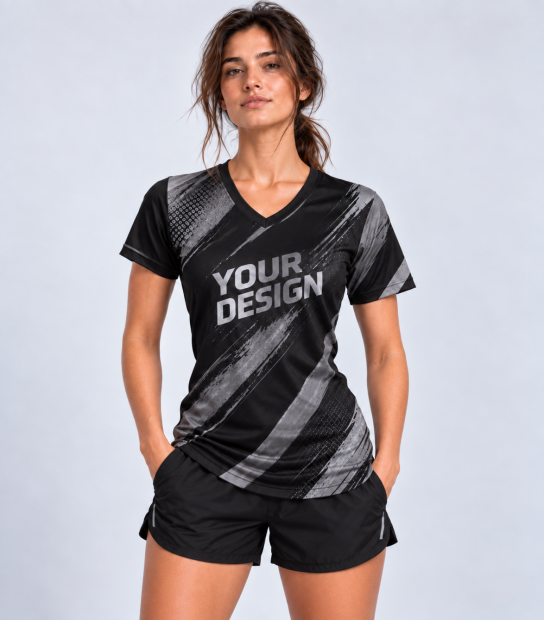 Koszulka Damska Sportowa Fullprint V-Neck | Universe Production TKS02V